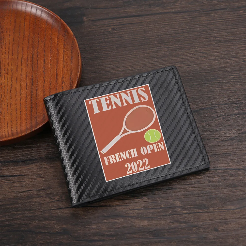 Tennis racket French Open 2022 ball Men's Wallets Simple Business Modern Stylish Printing Design Gifts For Father Boyfriend Chri