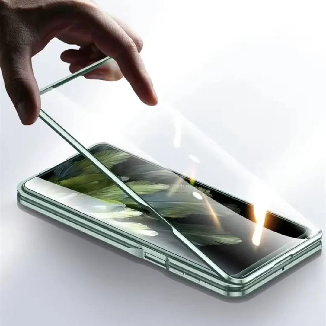 Alloy Metal Frame Bumper Magnetic Flip Case For OnePlus OPEN OPPO Find N3 Anti-Spy Privacy HD 9H Tempered Glass Protector Cover