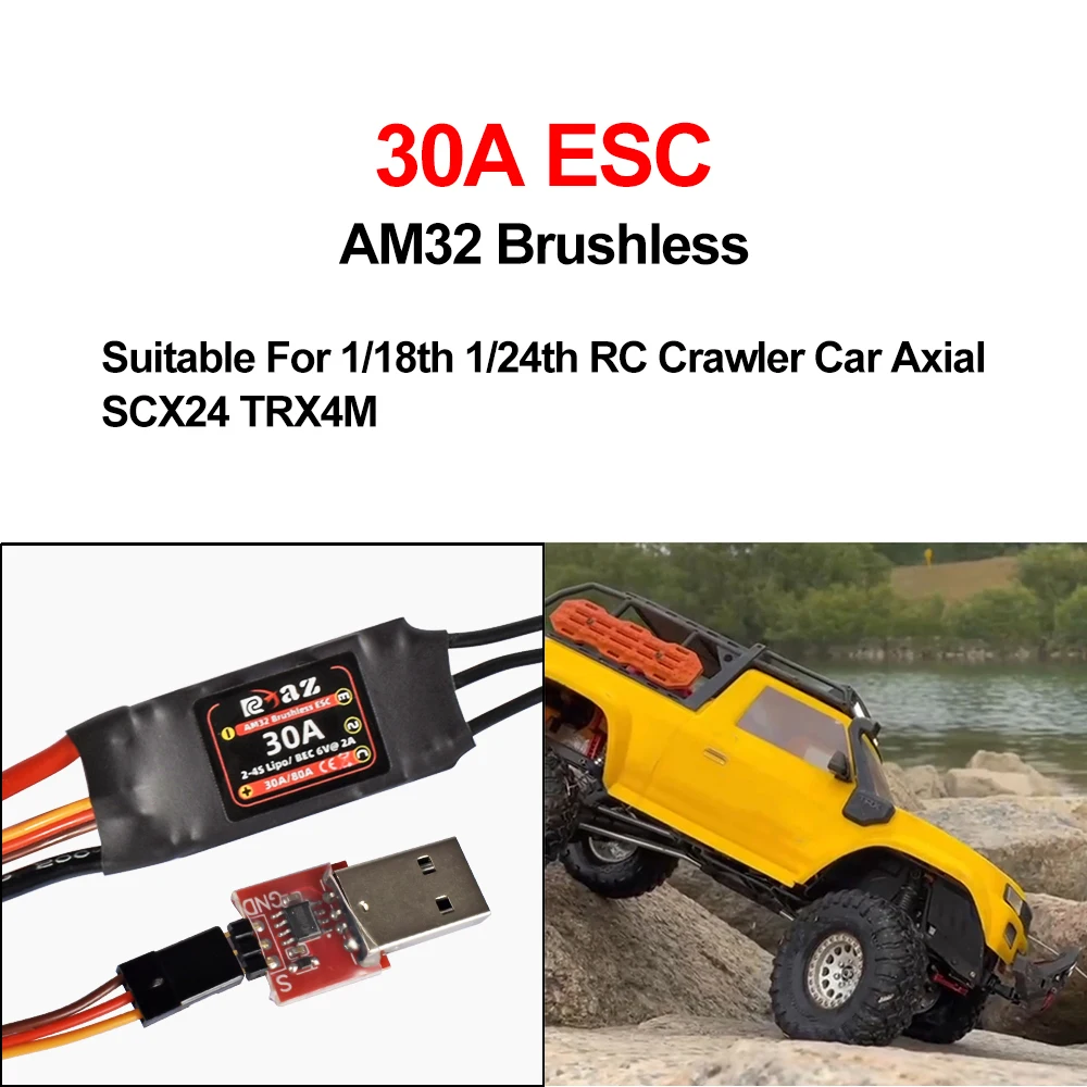 

9IMOD Brushless ESC Motor Combo AM32 30A Mini ESC 2204 Motor 2100/2500KV Outrunner Motor For 1/18 1/24 Crawler Car Axial SCX24