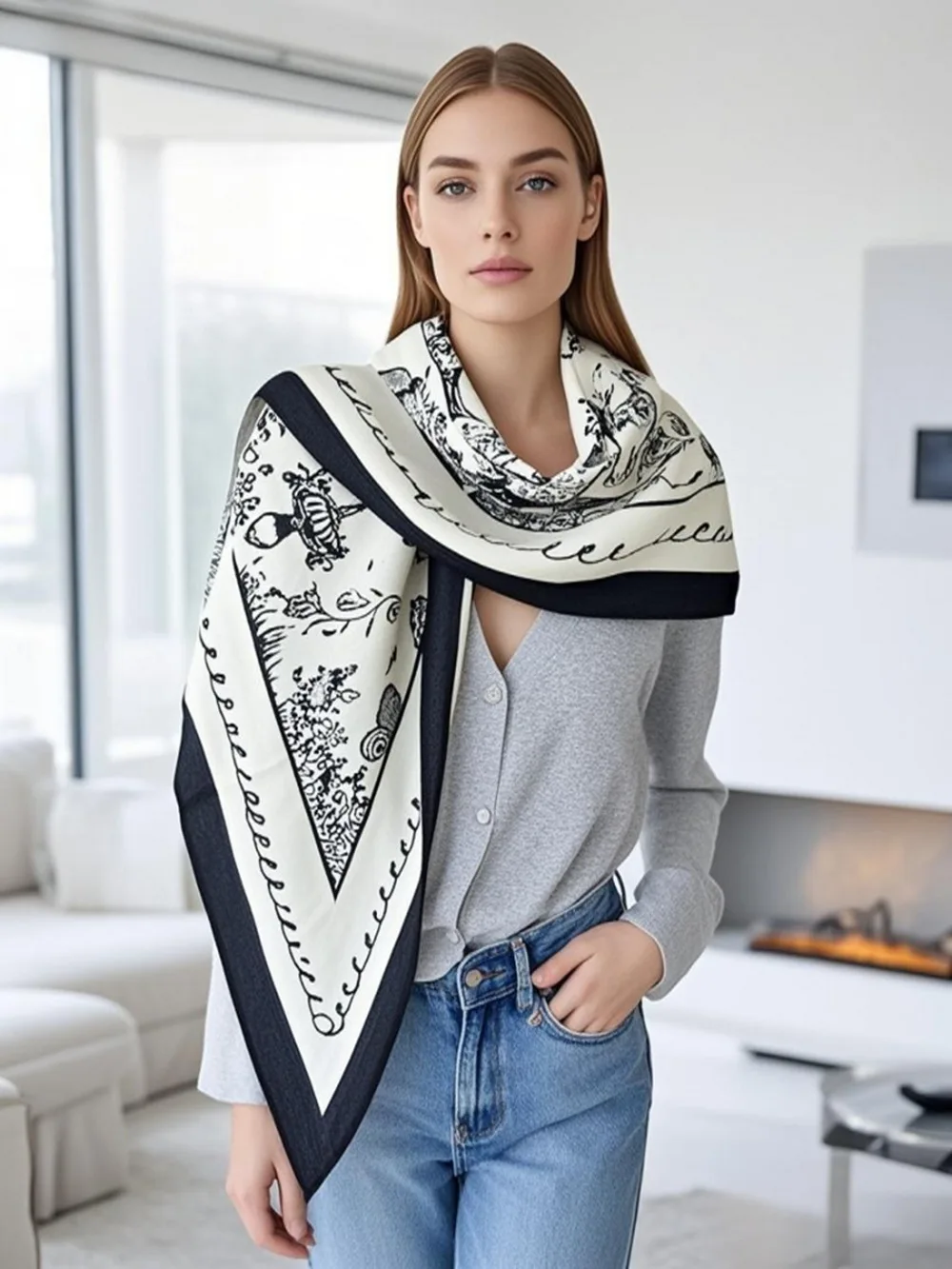 

Winter Triangle Scarf Women Warm Shawls Silk Wool Blend Scarves Mother Christmas Gift Hand Rollerd Scarves Head Bag Accessories