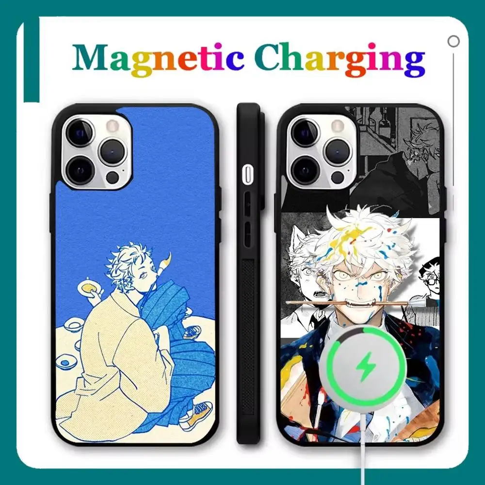 Funda de teléfono de Anime Blue Period para iPhone 16,15,14,13,12,11,Pro,Max,Plus,Mini,SE, nueva carga inalámbrica magnética Magsafe