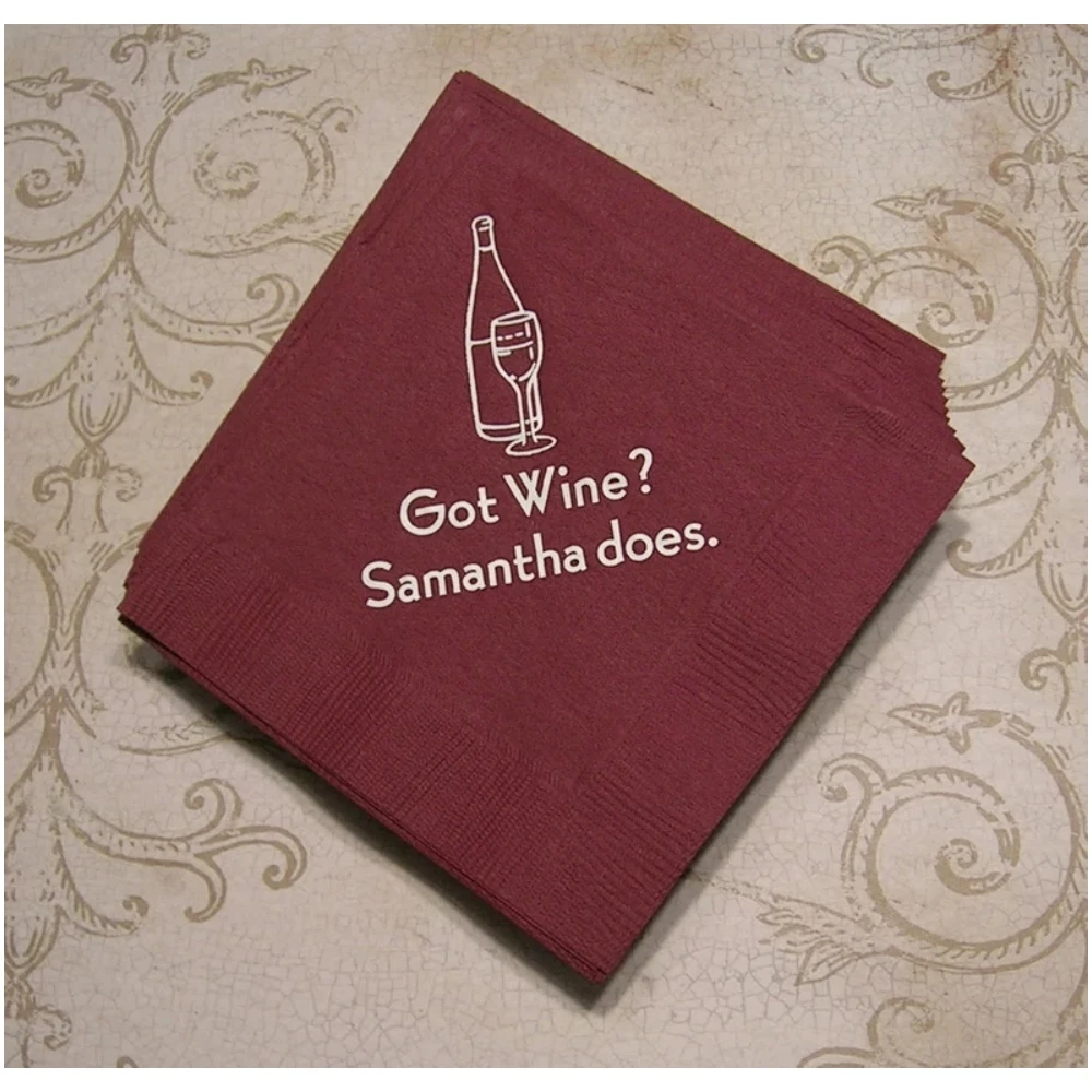 Customizable Drink Wine Cocktail Napkins, Personalized Bar Napkins, Man Cave Napkins, Beverage and Luncheon Napkins, 50PCs