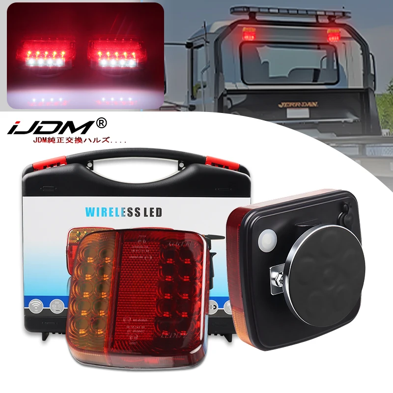 

Rechargeable Wireless Reflective Lens Truck Taillights Brake Lights LED Trailer Rear Tail Turn Signal Lamp Caravan Camper Lorry