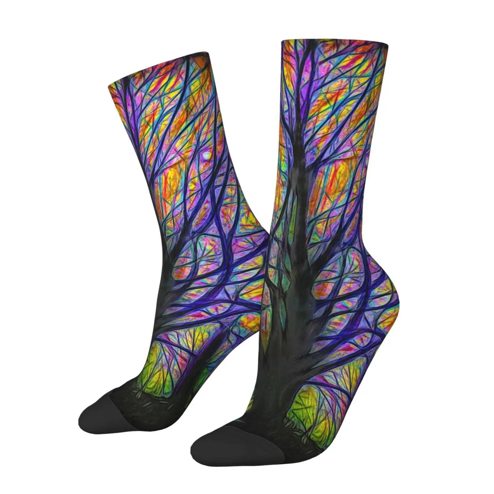 

Forest Colored Fantasy Pattern Hip Hop Retro Style Adult Socks Stretch Breathable Sports Socks Casual Party Fitness Cycling