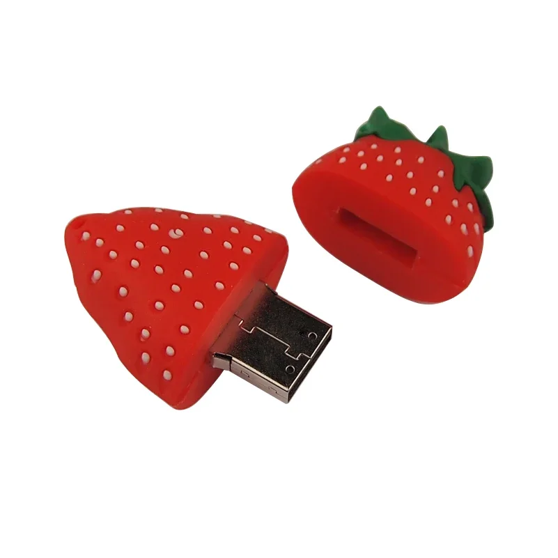 Desenhos animados Morango USB Flash Drive, Pen Drive bonito, U Stick, Memory Stick, USB 2.0, 4GB, 8GB, 16GB, 32GB, 64GB, venda quente