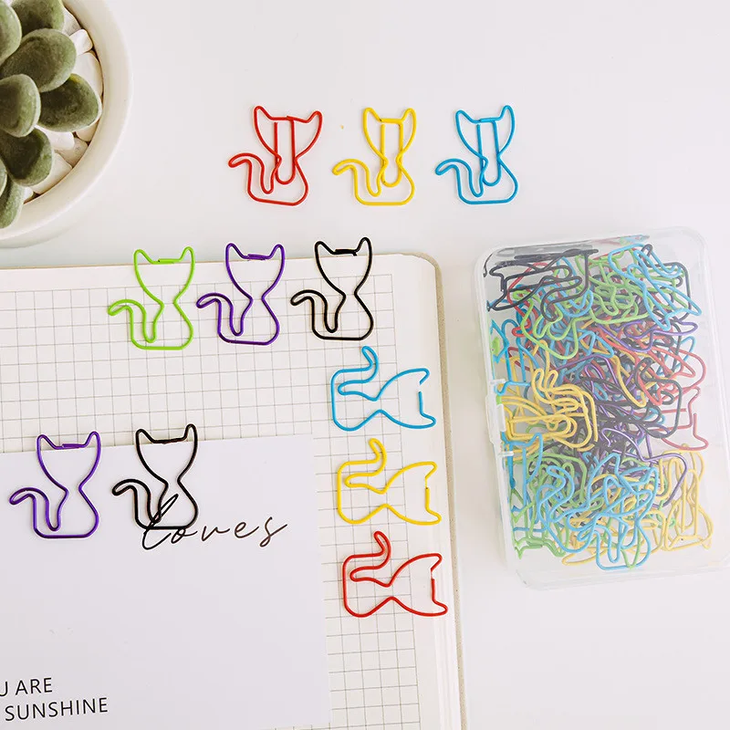 20 Stücke Kreative Tier Metall Büroklammern Katze Musiknoten Verschiedene Farben Büroklammern Lesezeichen Lehrer Studenten Bürobedarf