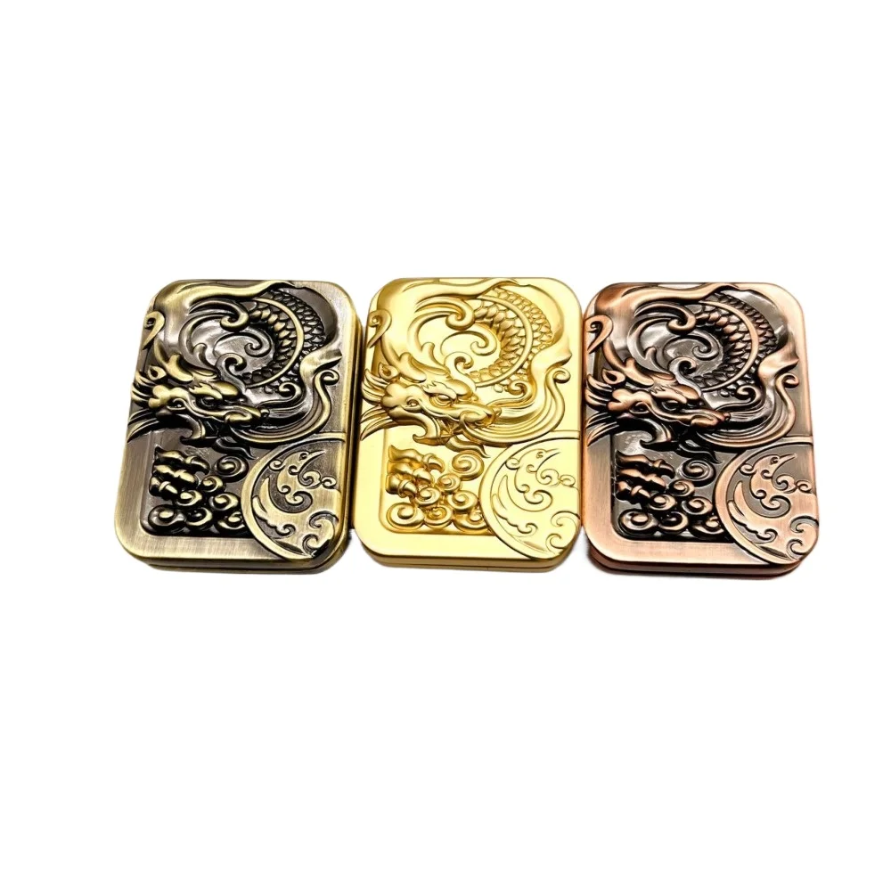 

New EDC Metal Snap Coin Push Card Fidget Spinner Decompression Toy Year of the Dragon Zodiac Ornament Handle Piece Fidget Gift