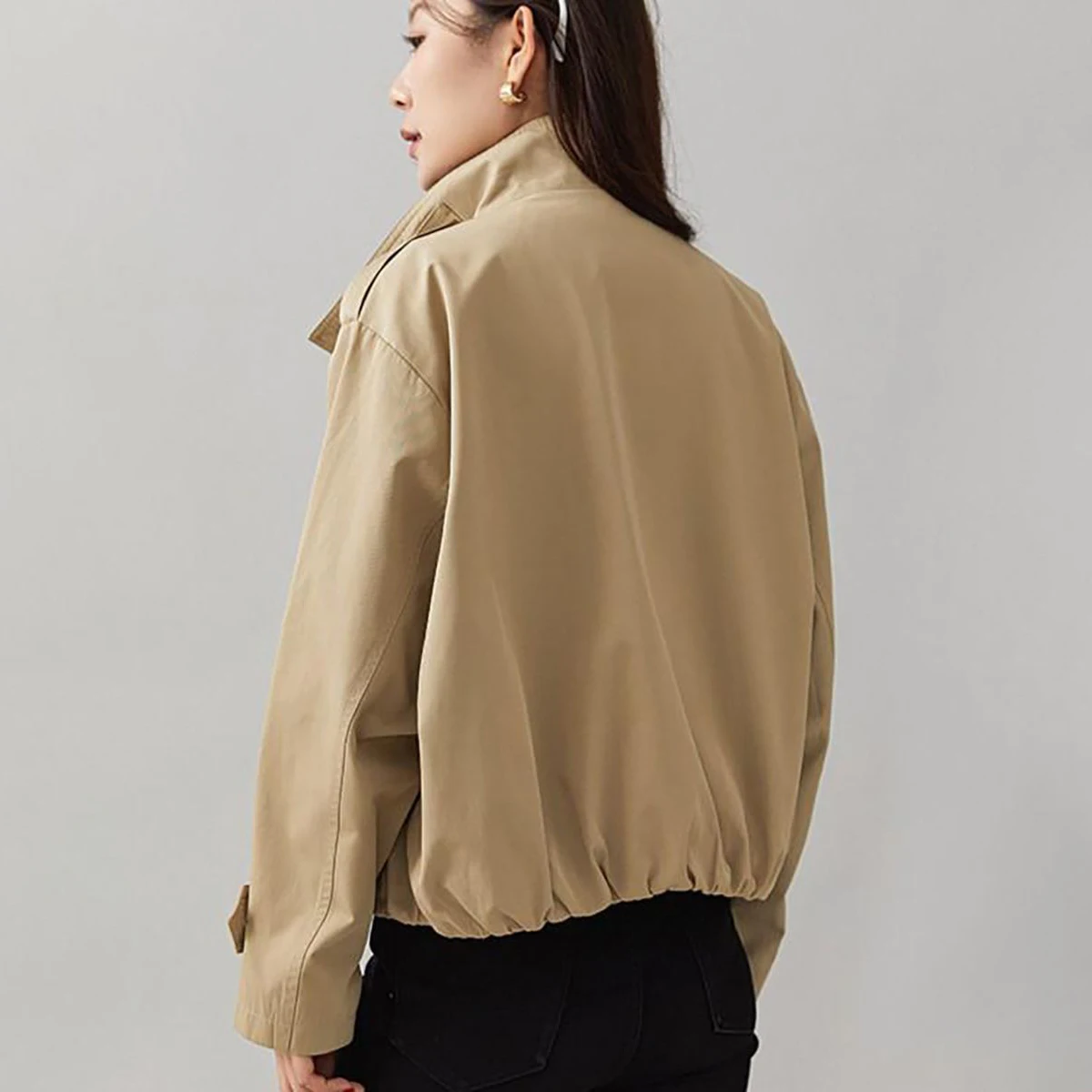 Chic Casual Windbreaker Jacket Outwear Women's 2026 Spring Autumn New Fashion Loose Long Sleeve Short Jacket Tops