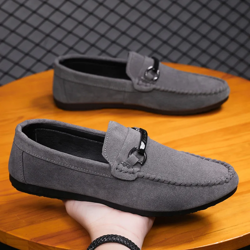 Brand Fashion Summer Style Soft Loafers Leather High Quality Flat Casual Shoes Breathable Men Flats Driving Shoes
