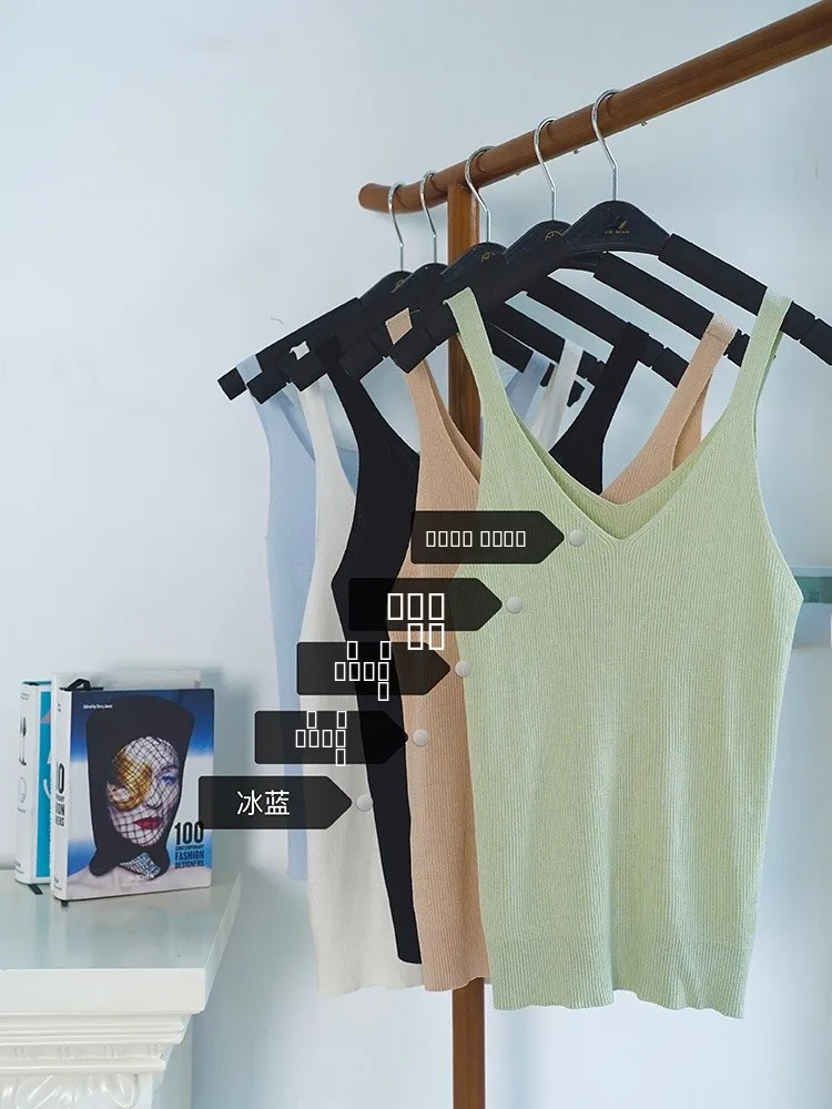 

Вязаный жилет из шелка и хлопка с V-образным вырезом, летняя верхняя одежда, идеальный вариант для повседневного шика и поездок на работу, стандартная длина, одна штука