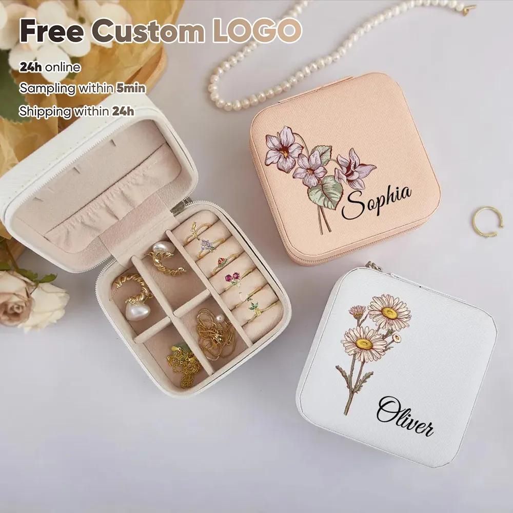 

Персонализированная шкатулка для украшений с цветком по месяцу рождения, подарок для подружки невесты, подарок для свадебной вечеринки, с индивидуальным именем, цветок по месяцу рождения, серьги-гвоздики, колье, кольцо, шкатулка для украшений