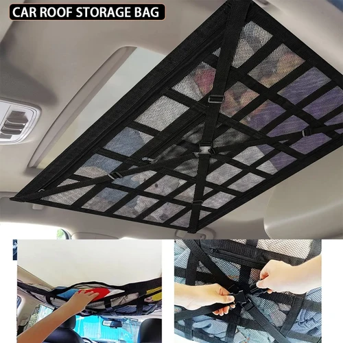 Imagen 1 del producto Red de Almacenamiento para Techo de Coche, Bolsillo Organizador para Auto, Accesorios de Almacenamiento, Bolsa de Carga Interior para Techo de Coche, Bolsa de Malla Transpirable