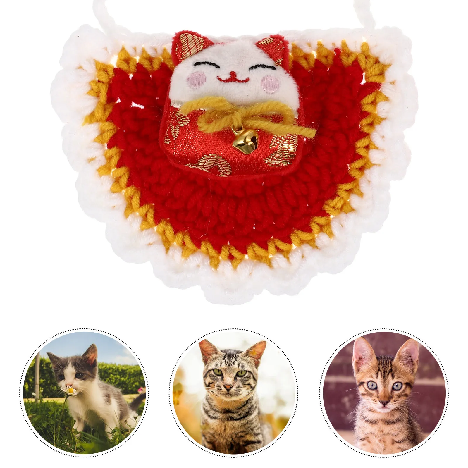 

Pet New Year Bib Gloves Decorative Costume Knitted Puppy Adorable Kitten Yarn Supply Cat and