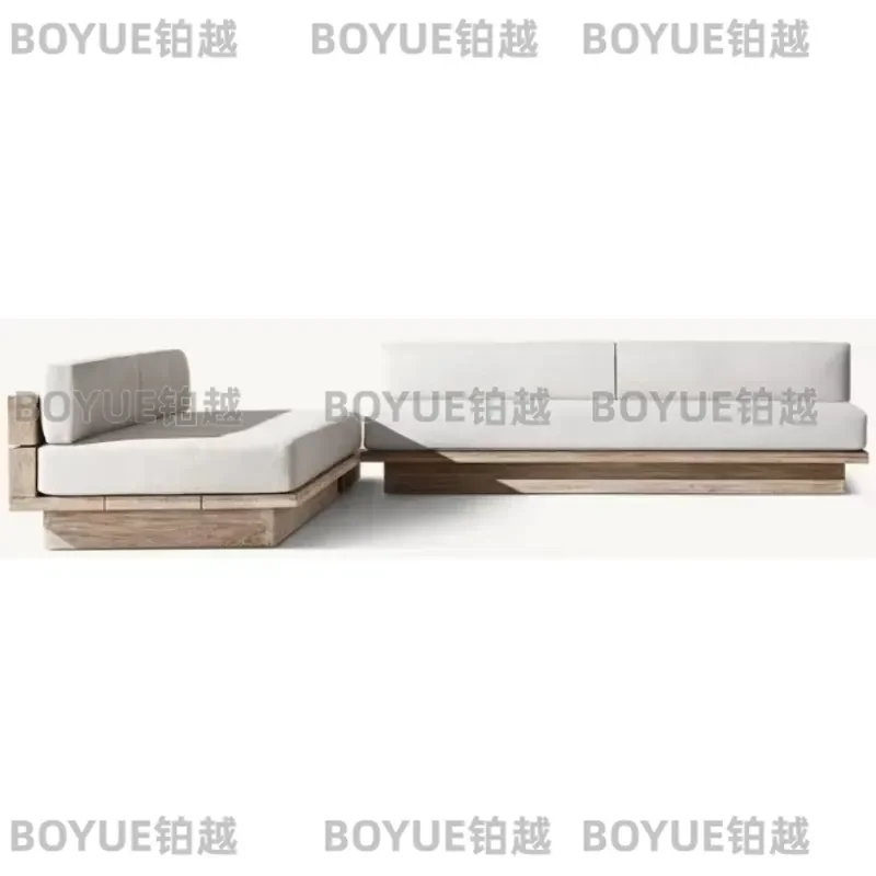 Handmade Luxury Wooden Sofa Set Modern Outdoor Patio Furniture Garden Courtyard Living Room Seating Arrangement