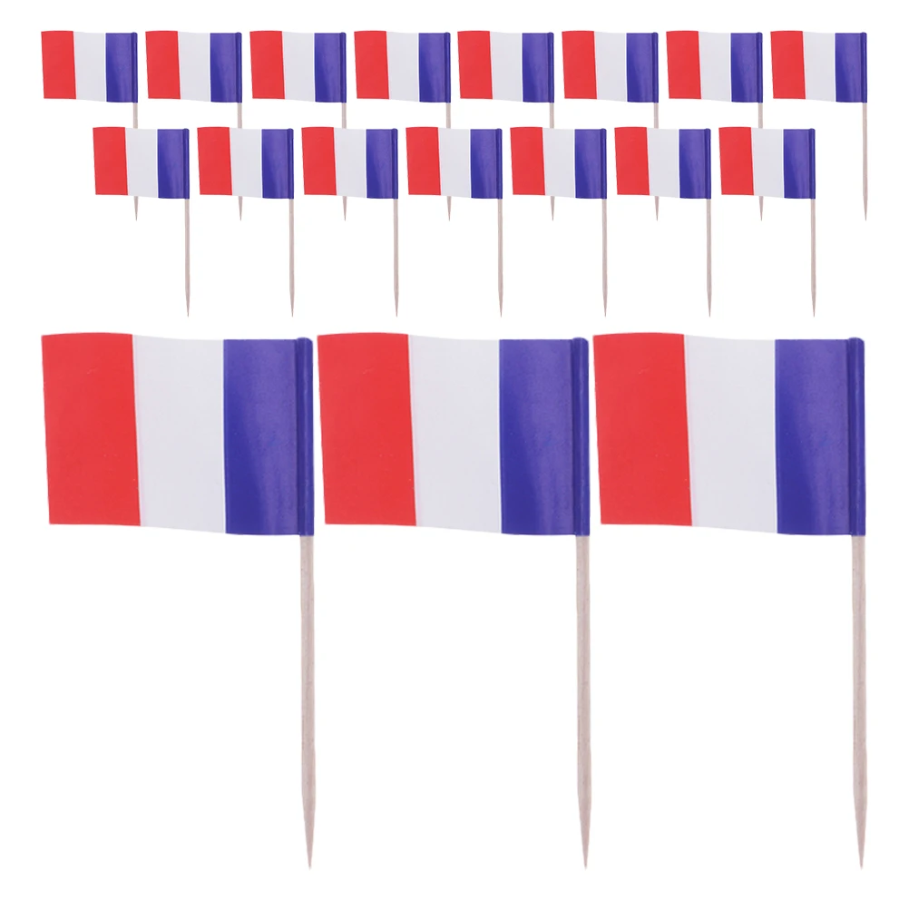 

200Pcs France Flag Cupcake Picks Mini Stick Toothpick Creative Cake Decoration Birthday Flags Cocktail Picks Decorative Country