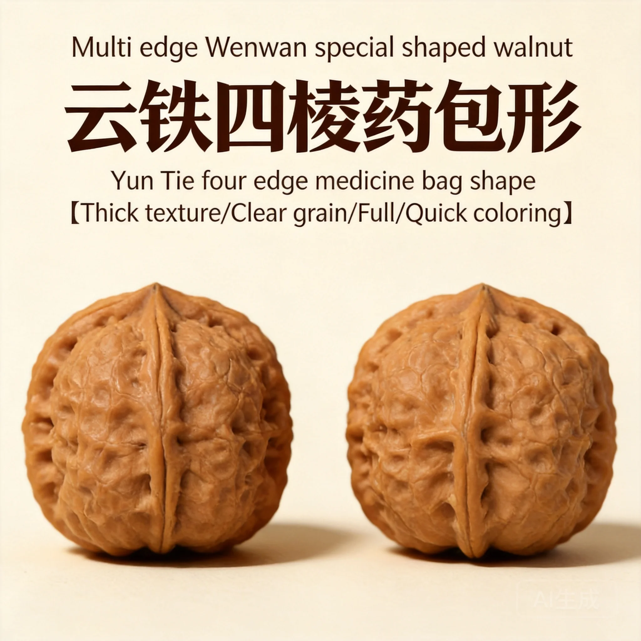 Chinese Auspicious Lucky Four Ridge Iron Walnut Pair 30-33mm Wenwan Hand Massage Toy Fortune Blessing Collectible Craft With Fre