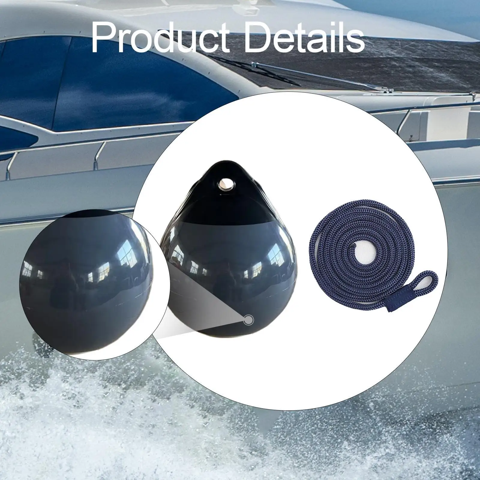 Round Boat Fender Ball Rubber Inflatable Buoy Anchor Marking Dock Bumper Ball for Yacht Sailboat Safety Marine Use