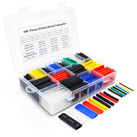 580pcs Kit Heat Shrink Tube 2:1 Thermoresistant Tubing Heat Shrink Wrapping Kit Electrical  Wire Cable Insulation Sleeving 1 Set