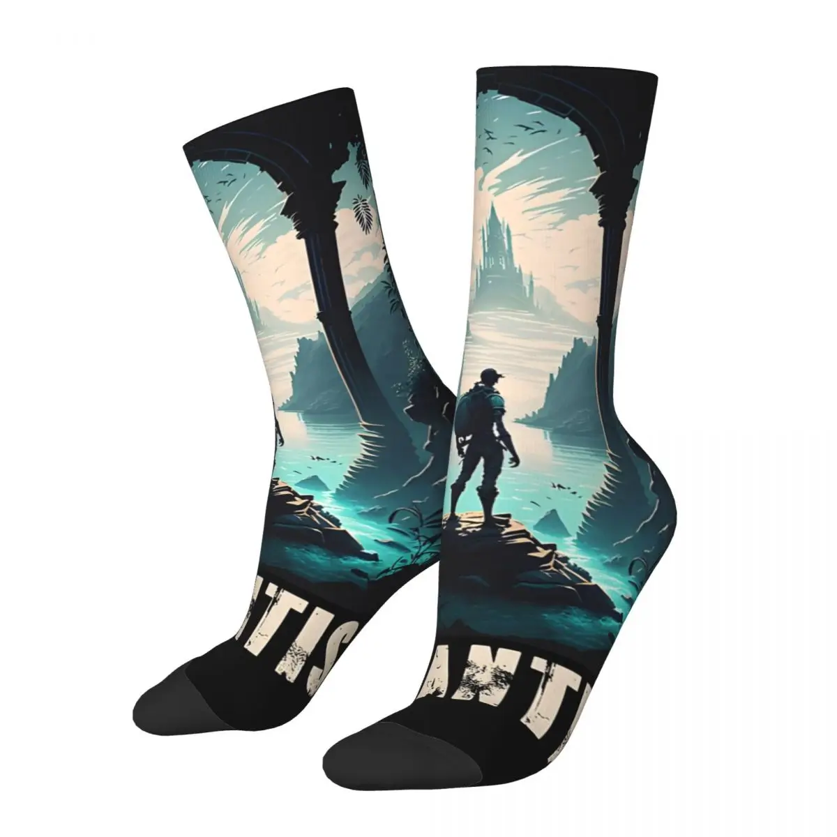 Retro The Legend Of City Poster Men's compression Socks Unisex A-Atlantiss Harajuku Pattern Printed Novelty Crew Sock