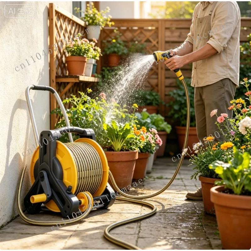 Portable 40M Wall Mount Garden Hose Reel Heavy Duty Retractable High Pressure Water Pipe Reel Set For Backyard Plant Watering