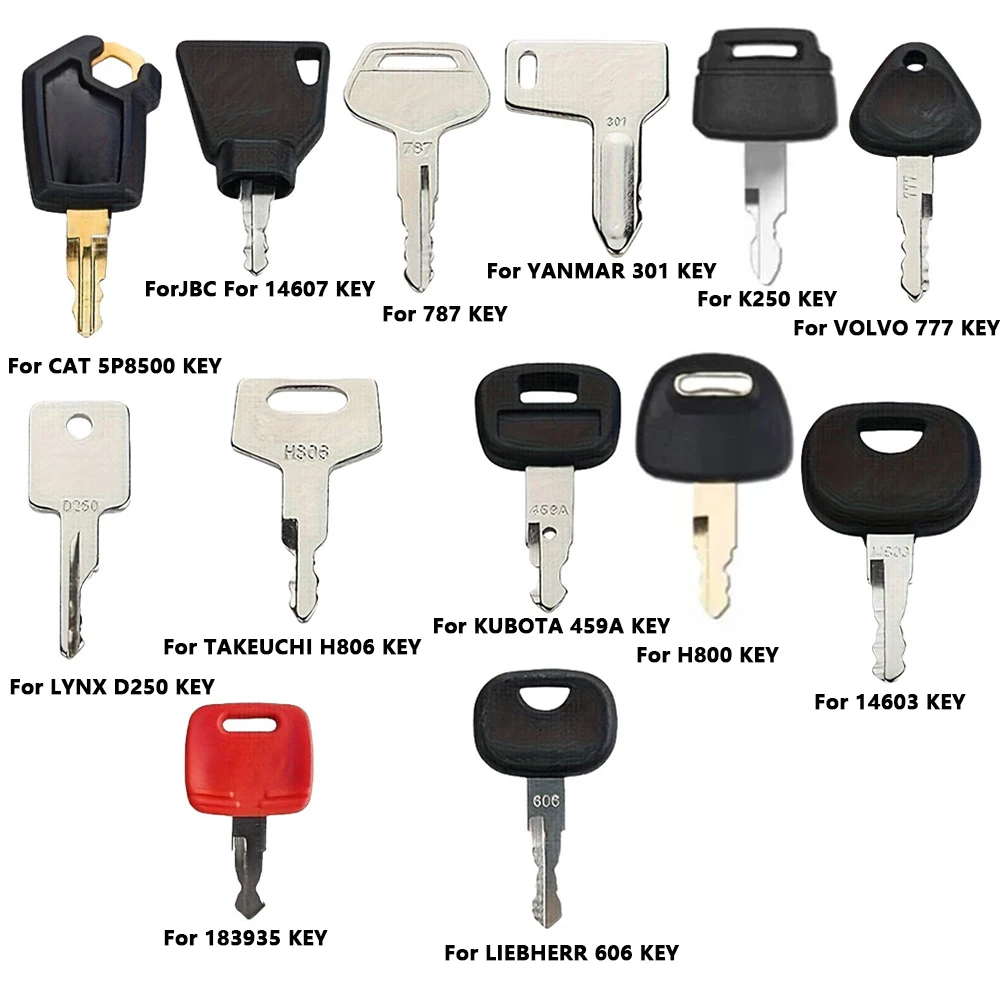 13PCS Construction Machinery Ignition Keys Set Replacement Master Key for Excavator Tractor Loader Heavy Equipment Spare Parts