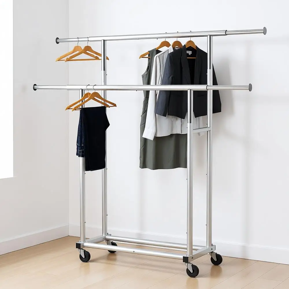 

Двойная вешалка для одежды, серебристая