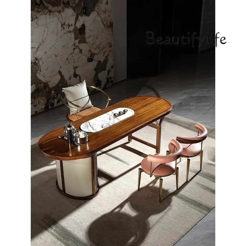 Light Luxury New Chinese Style Ugyen Wood Tea Table Modern Simple Tea Brewing Table Oriental Aesthetic Furniture