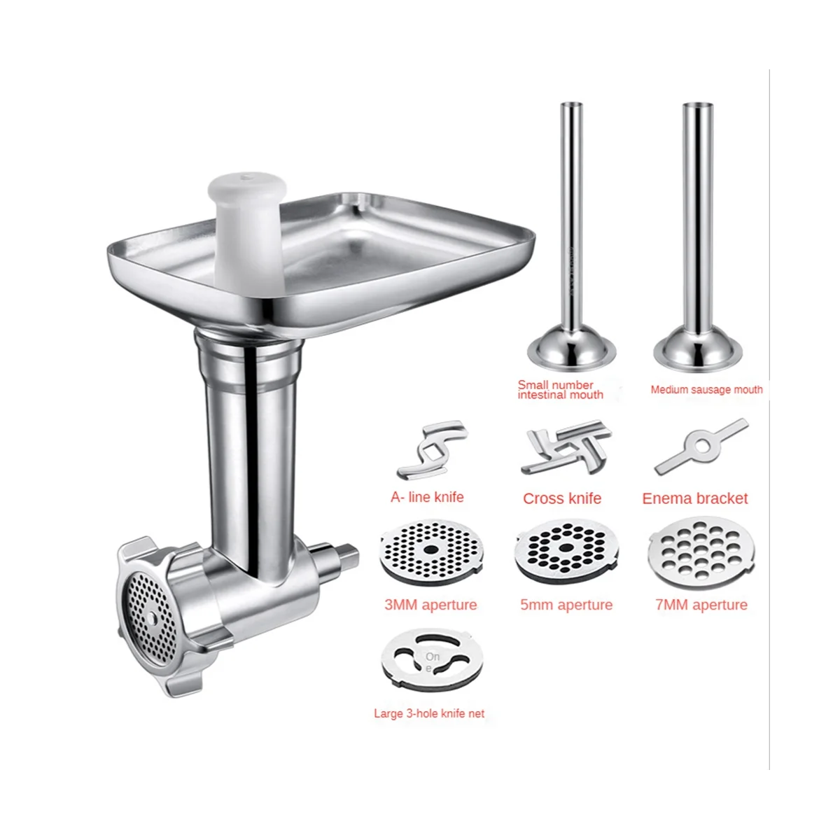 เครื่องบดเนื้อโลหะสำหรับใช้ในห้องครัวเครื่องบดเนื้อเครื่องอัดไส้กรอกเครื่องบดเนื้อใบมีดเครื่องบดอาหาร