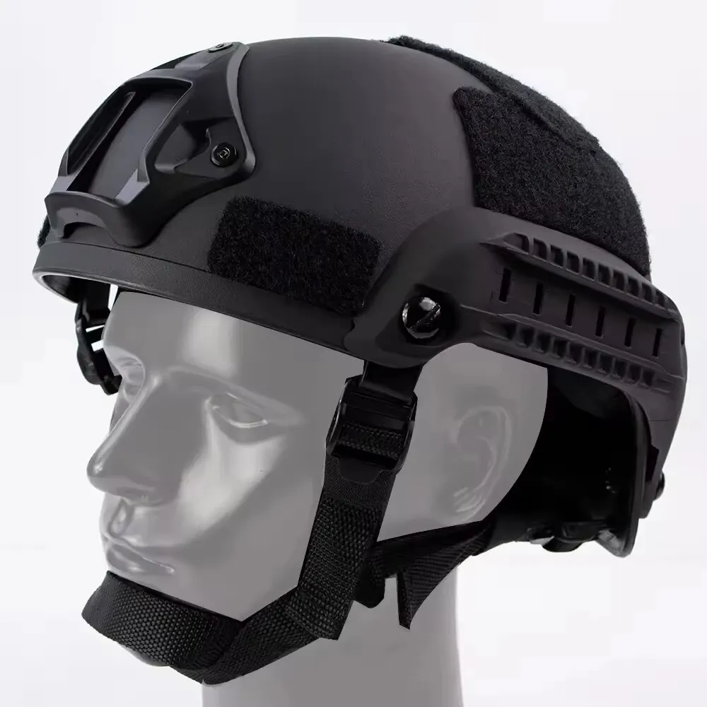 MICH 2001 Tactical Helmet with Adjustable Chin Strap Night Vision Mount and Side Rails for Airsoft Paintball Outdoor Sports