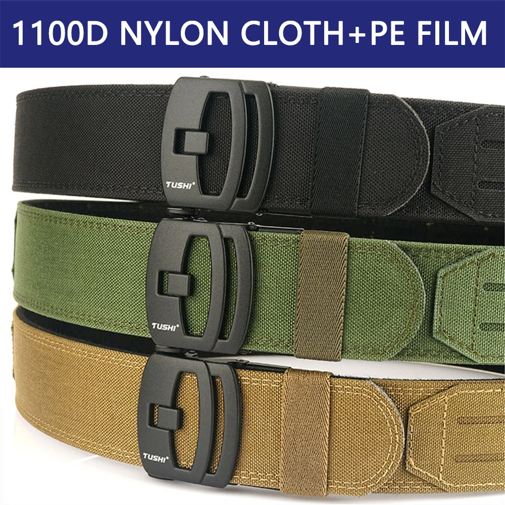 XUHU Men Outdoor Hunting Tactical Belt Multi-Function Nylon Belt High Quality Marine Corps Automatically inner and outer Belt