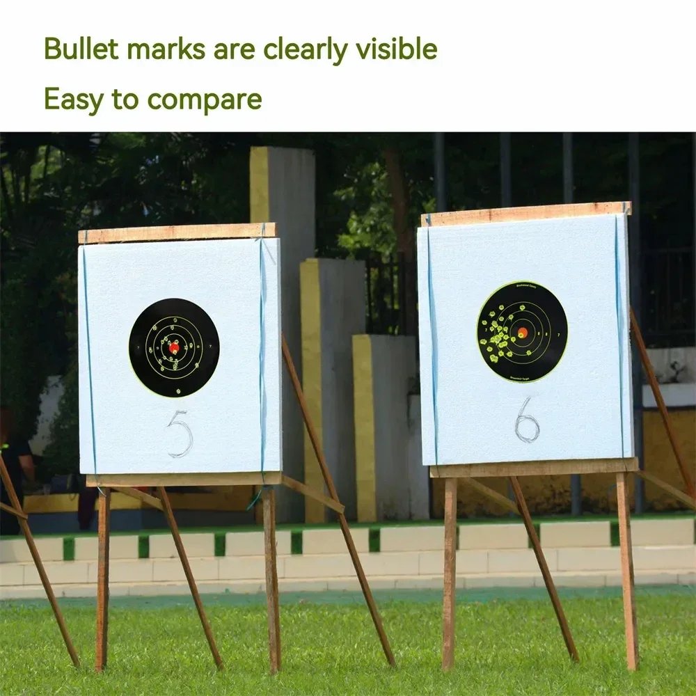 100pcs Paper Target Stickers Adhesive Reactivity Shoot Targets Outdoor Shooting Practice Hunting Training 8*8inch Shot Target