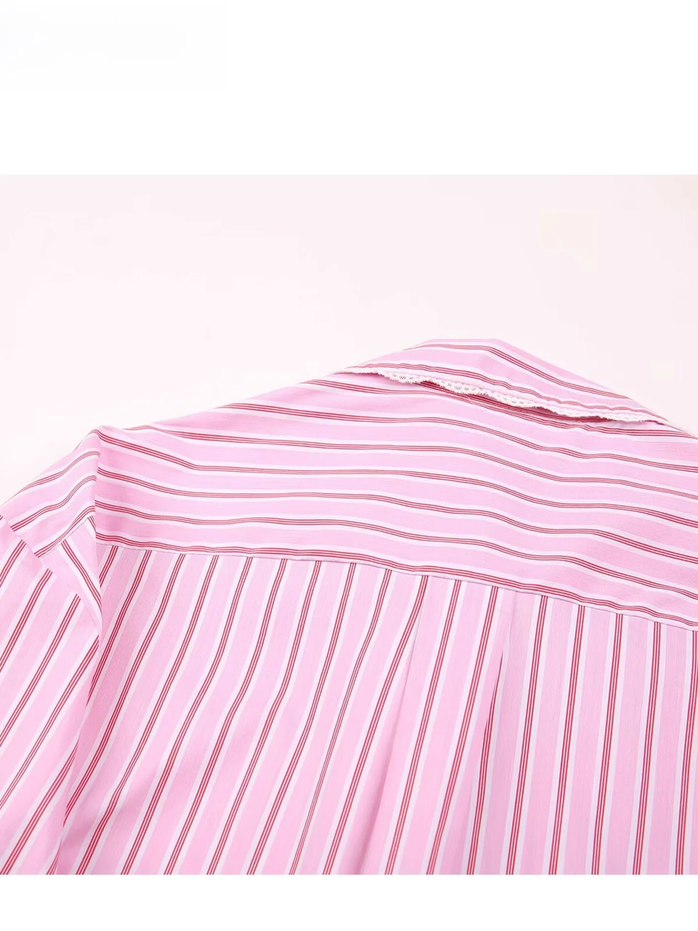 ZAPRHA 2025 doux rose rayé soie coton Long Sve ort irt femme petite taille 2658899 coupe droite v-ne été irt