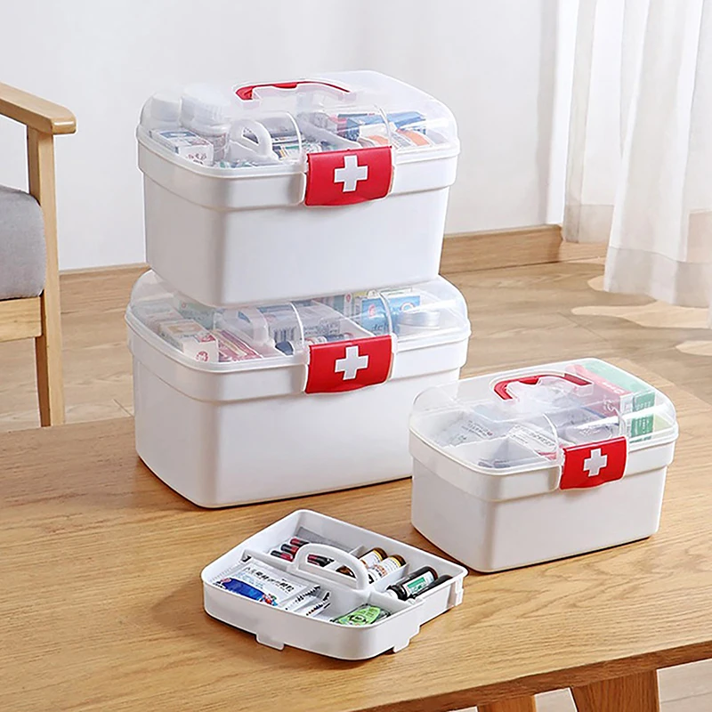 Portable Medicine Storage Box Large Capacity Medicine Kit Family Hand First Aid Chest Simple Travel Emergency Case