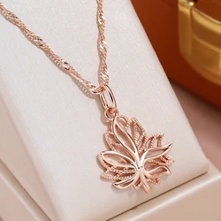 JULYDREAM Smooth Maple Leaf Pendant 585 Plated Gold Color Fashion Women Necklace Party Match Elegant Choker Wave Chain Jewelry