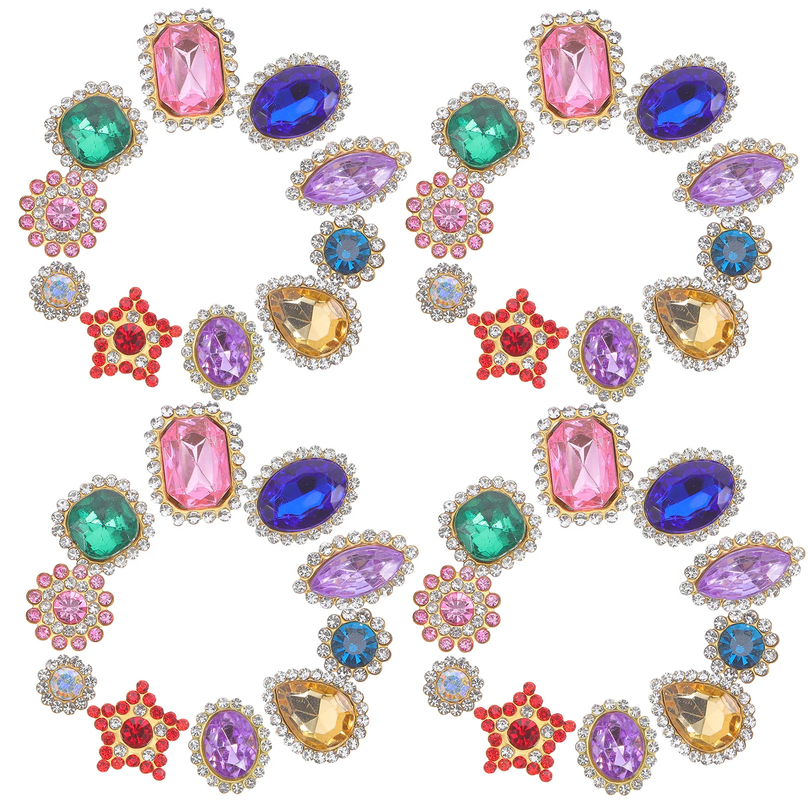 

50Pcs Water Drill Crystal Buttons Sparkling Double Flower Layer Rhinestones for Sewing Crafts DIY Fashion Accessories Decorative