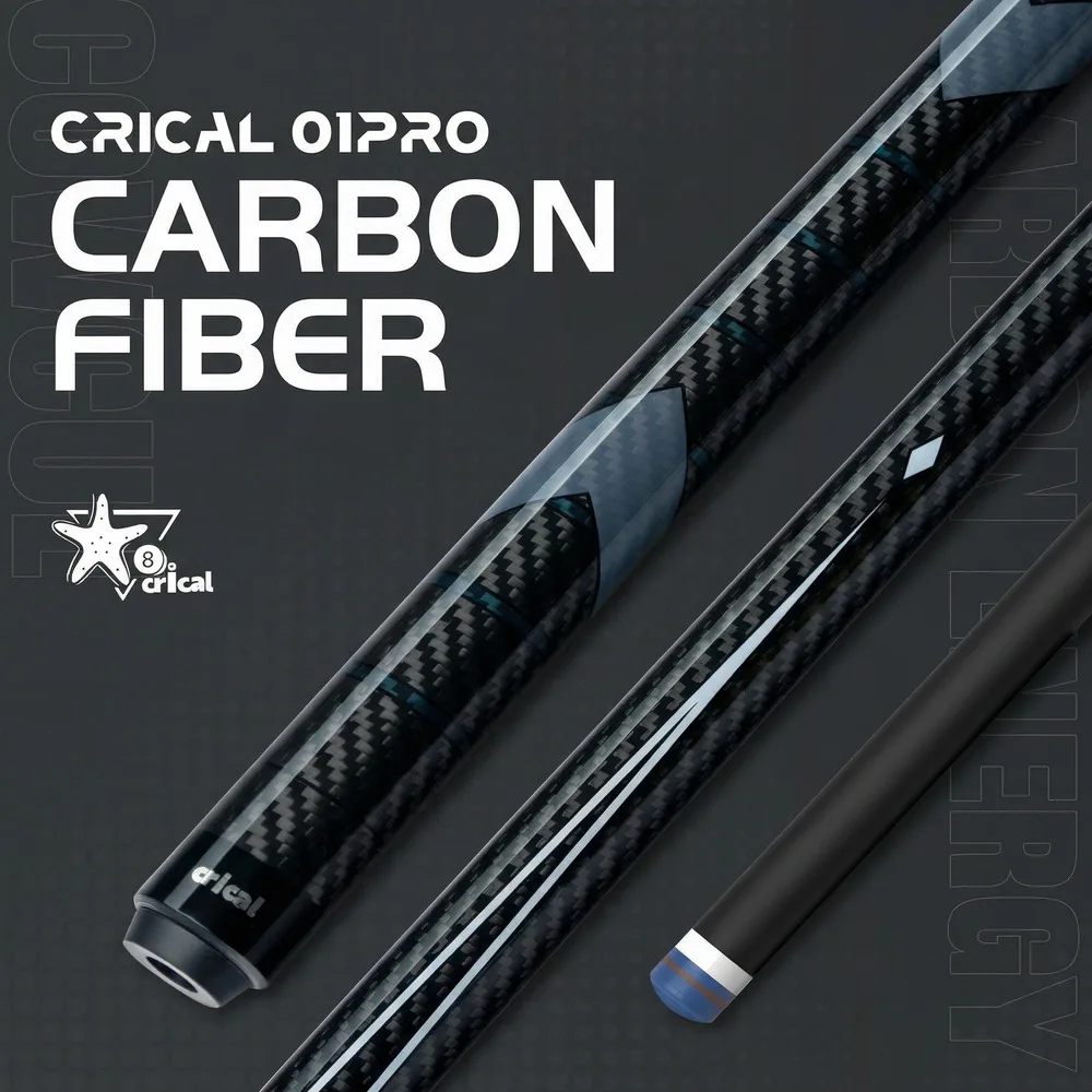 CRICAL Carbon Fiber Pool Cue Stick Billiard Cue Sticks Professional Low Deflection Pool Sticks with 3/8 * 8 Pin Joint and 12.5mm