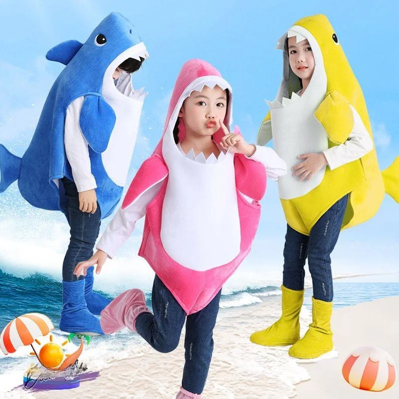 

National Day Halloween Children's Shark Performance Costume Ocean Animal Shark Family COSPLAY Suit Stage Performance Outfit