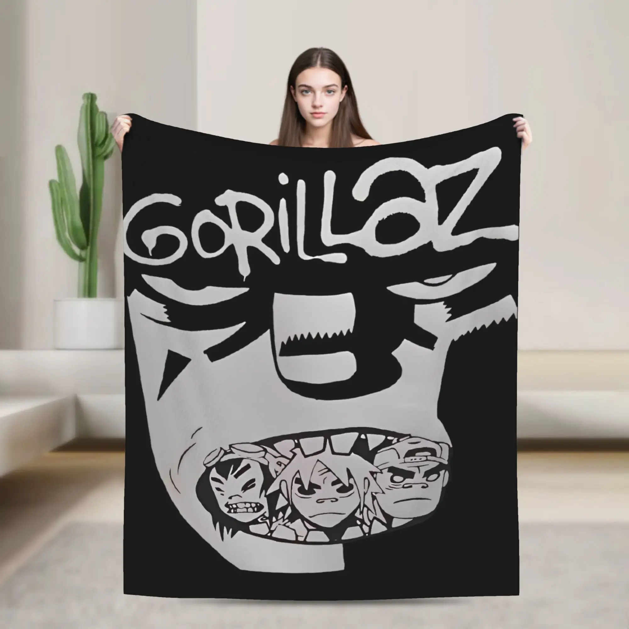 Music Band Gorillaz Warm Soft Blanket  Camping Plush Throw Blanket Novelty Outdoor Flannel Bedspread Sofa Bed Cover