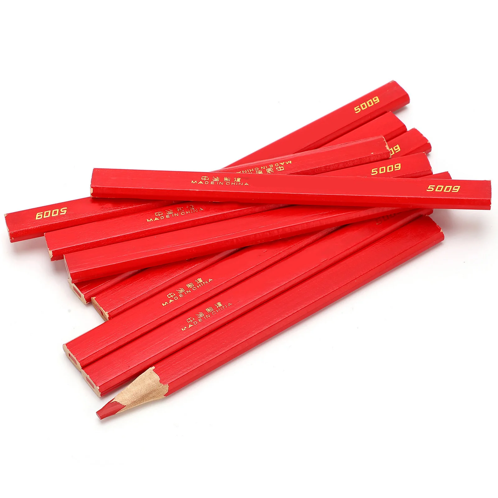 10pcs Carpenter Pencils Builders 170mm Octagonal Red Woodworking Pencils Woodwork Marking Tool Wood Marking Carpenter Pencils