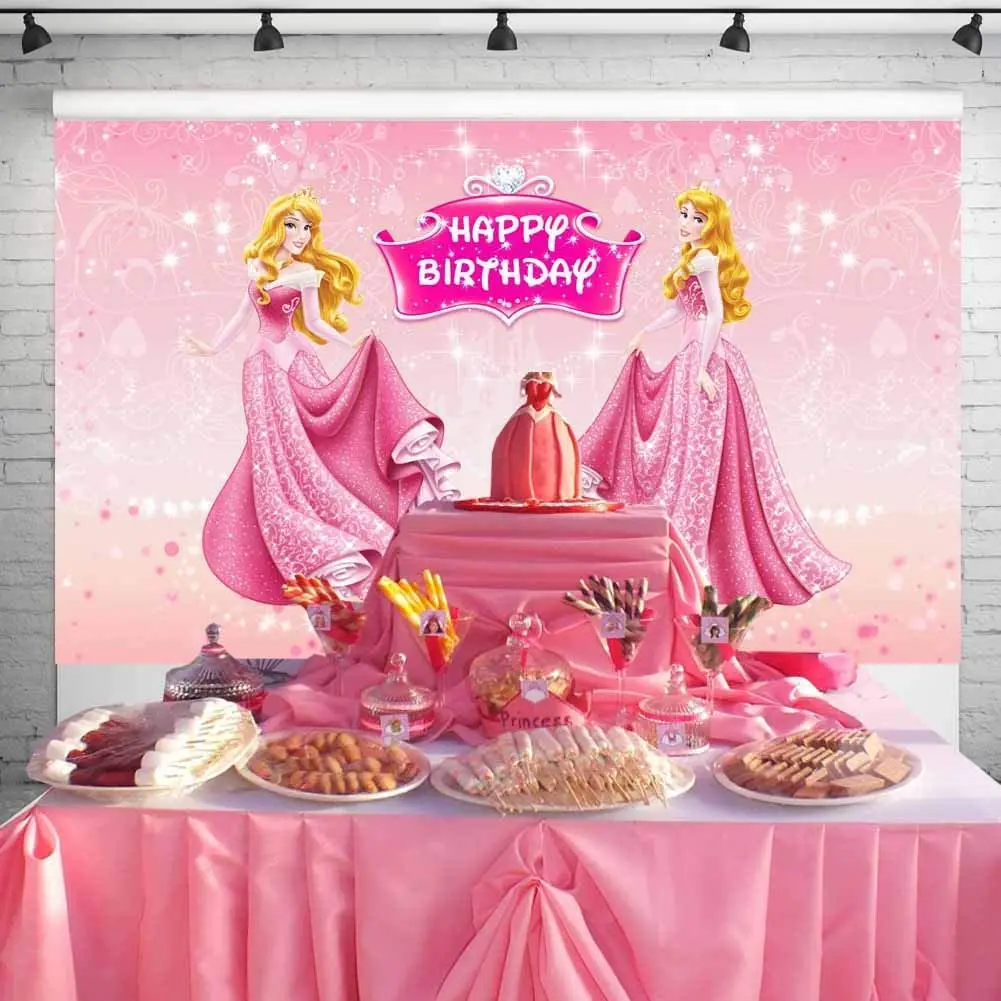 Disney Sleeping Beauty Princess Aurora Supplies Photography Backdrop Baby Shower Girl Birthday Party Cake Table Decoration