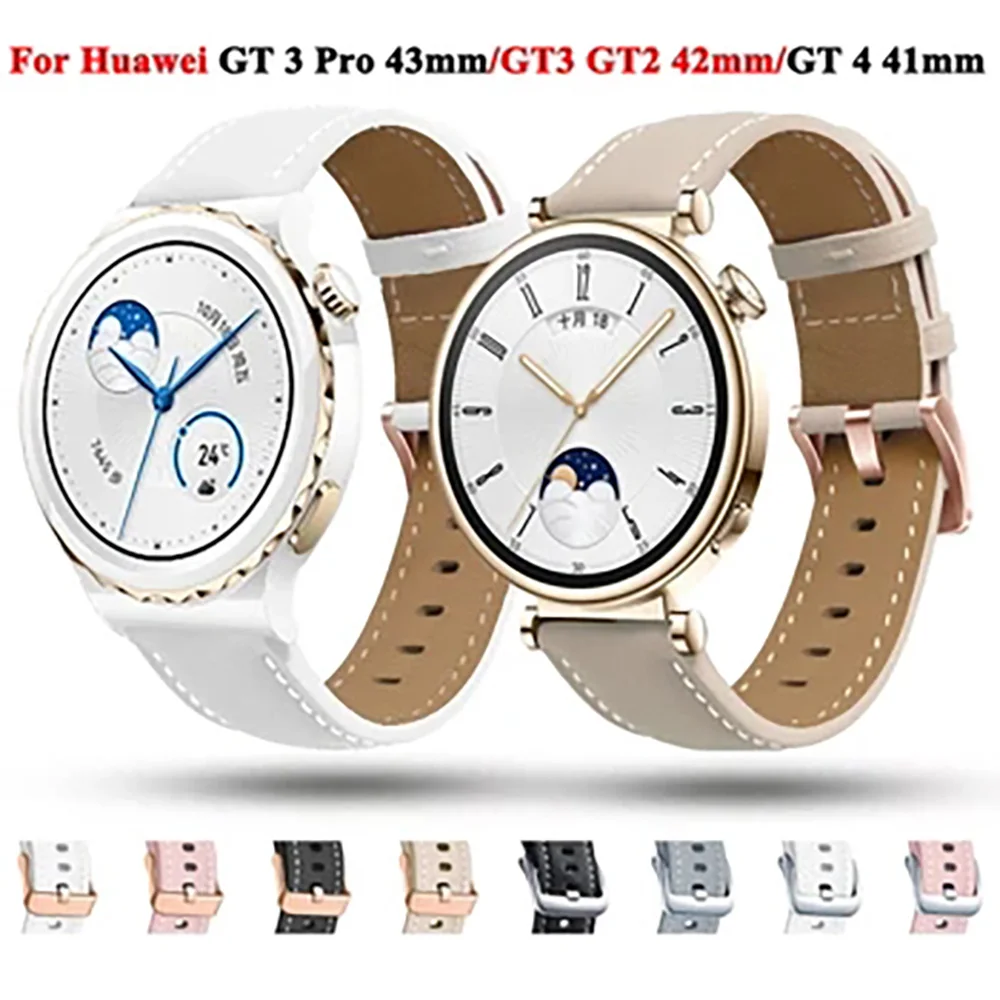 18mm 20mm Soft Leather Watch Strap For Huawei Watch GT 4 41mm Wristband For Huawei Watch GT 3 Pro 43mm GT3 GT2 42mm Bracelet