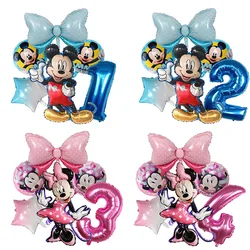 1 zestaw Disney Mickey Minnie Mouse chłopcy dziewczyna dekoracje na przyjęcie urodzinowe dla dzieci zabawki Ballon 1 2 3 4 5 6 7st przybory dla niemowląt Air Globos