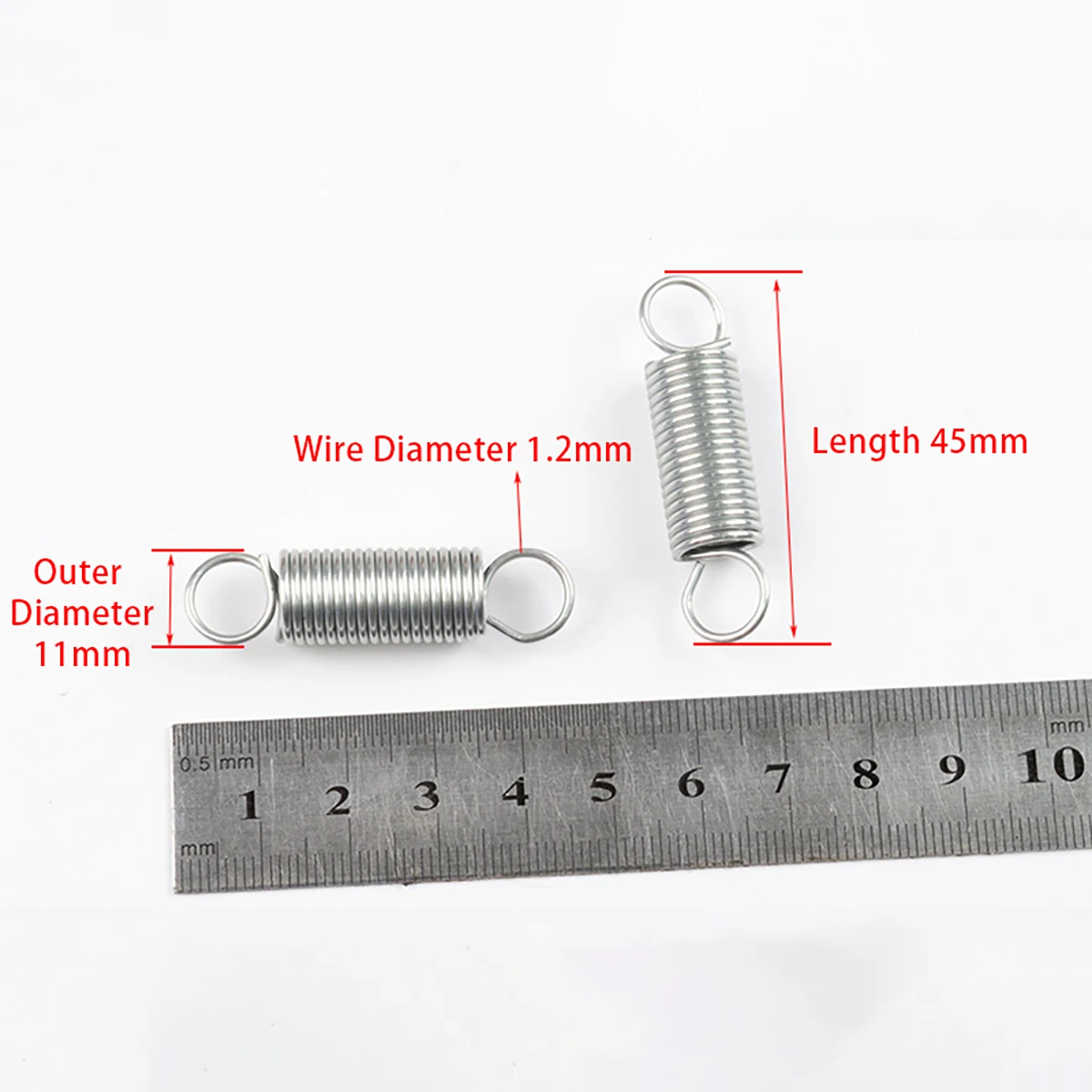 5/10Pcs Galvanize Nickelage Tension Spring Broach Spring Semi-Automatic Baler Hook Circle Wire Diameter 1.2/1.5Mm Outer 10/11Mm