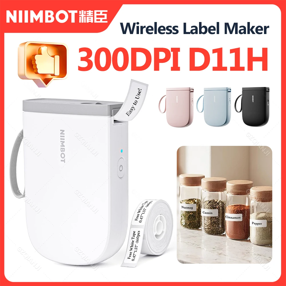 2024 Niimbot D11H Label Thermal Printer Portable Mini Pocket Maker Name Price Self-adhesive Sticker Paper roll for Phone Machine