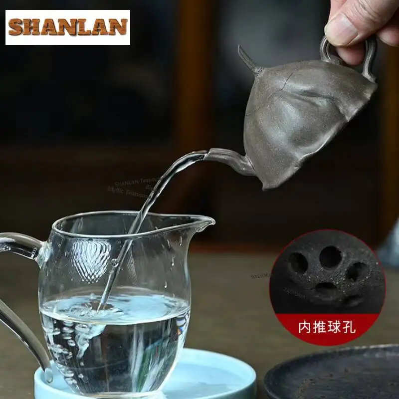 130ml Elegant Yixing Purple Clay Teapots Handmade Lotus Pod Pot Raw Ore Green Section Mud Kettle Zisha Tea Set Accessories Gifts