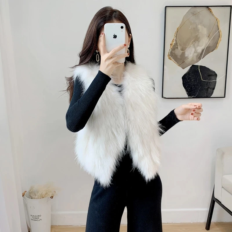 Faux Fox Fur Vest Women Winter Warm Short Waistcoat Korea Fashion Outwear Furry Teddy Bear Coat Ladies Body Warmmer