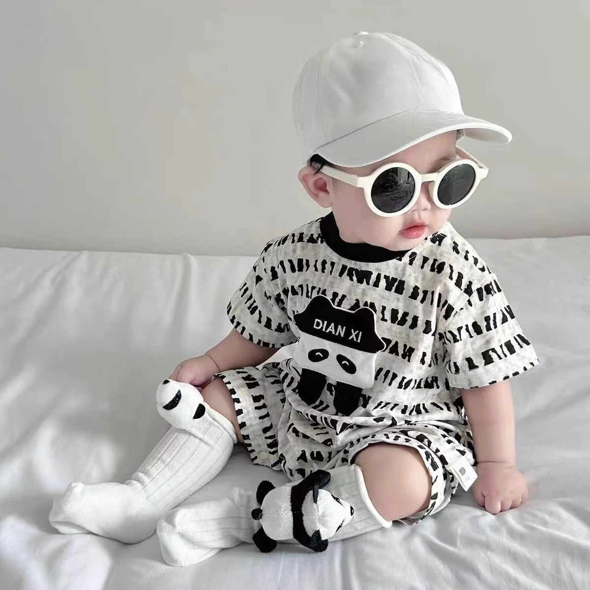 Somenie Infant  Summer Romper Cloth Thin  Boys' Letter Print Romper Suit Kids  Outdoor Trends