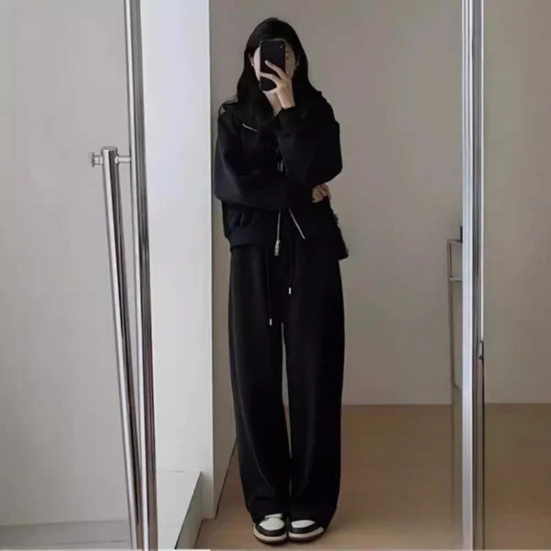 

Европейский утолщенный комплект спортивной одежды, женский зимний свитер, комплект из двух предметов, свободный модный зарубежный стиль, брюки с длинными рукавами, прилив