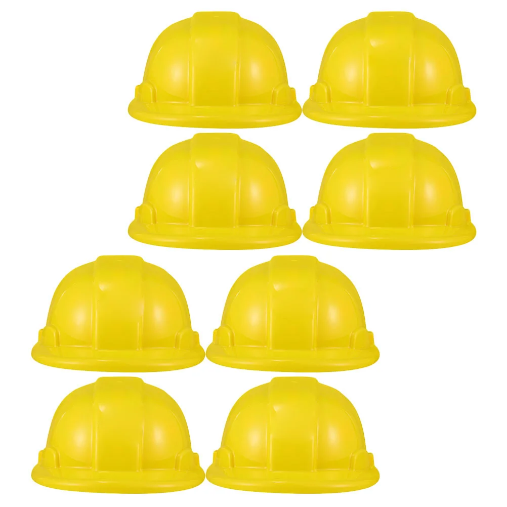 Cascos de seguridad para ingeniero de construcción, cascos duros de plástico amarillo para niños, suministros para fiestas, gorros de construcción, 8 Uds.