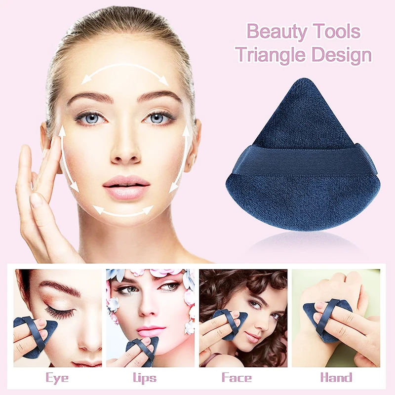 Triangle Powder Puff Mini Face Makeup Sponge Cosmetics Soft Cotton Face Powder Puff Washable Velvet Makeup Puff Tools